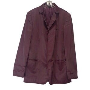 VERSACE Techno Jeans Mens Red Blazer Jacket Size 36/50 Cotton Nylon Hide Buttons
